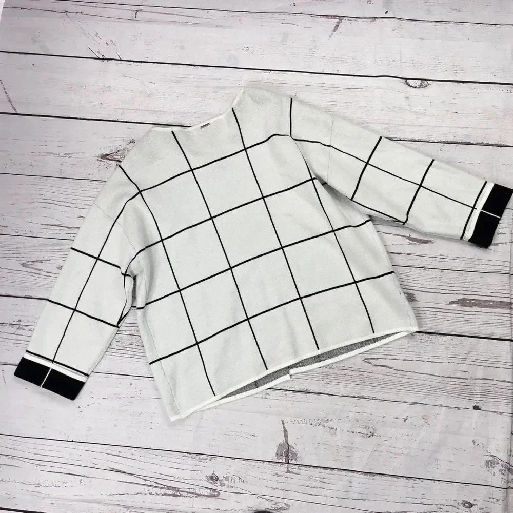 Sioni Plaid Colorblock Windowpane Grid Cardigan - Picture 5 of 10